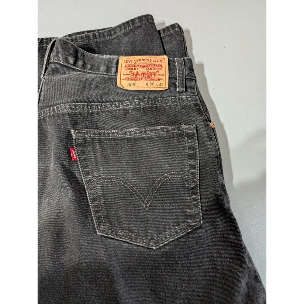 Vintage Levi's 505XX Regular Fit Men's Straight Jeans Size 36x34 Black Dark Wash
